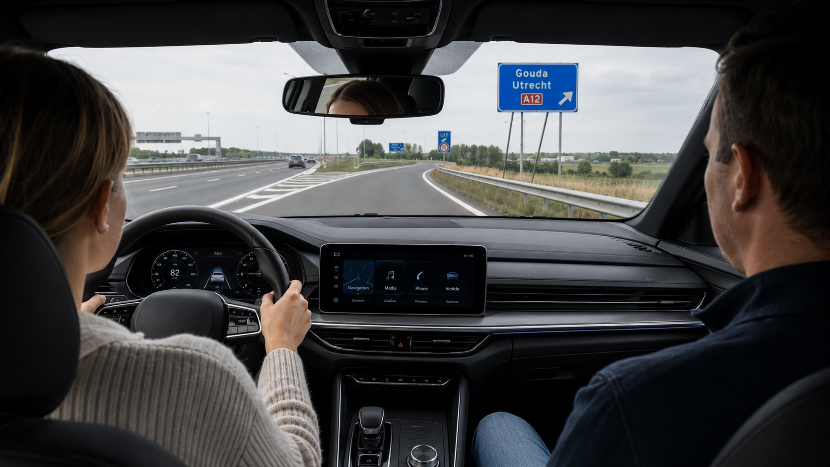 Leerling en instructeur op de Nederlandse snelweg